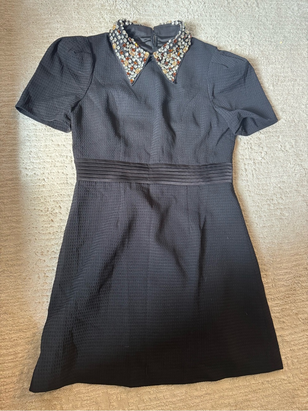 Black Mini Dress with Jeweled Collar